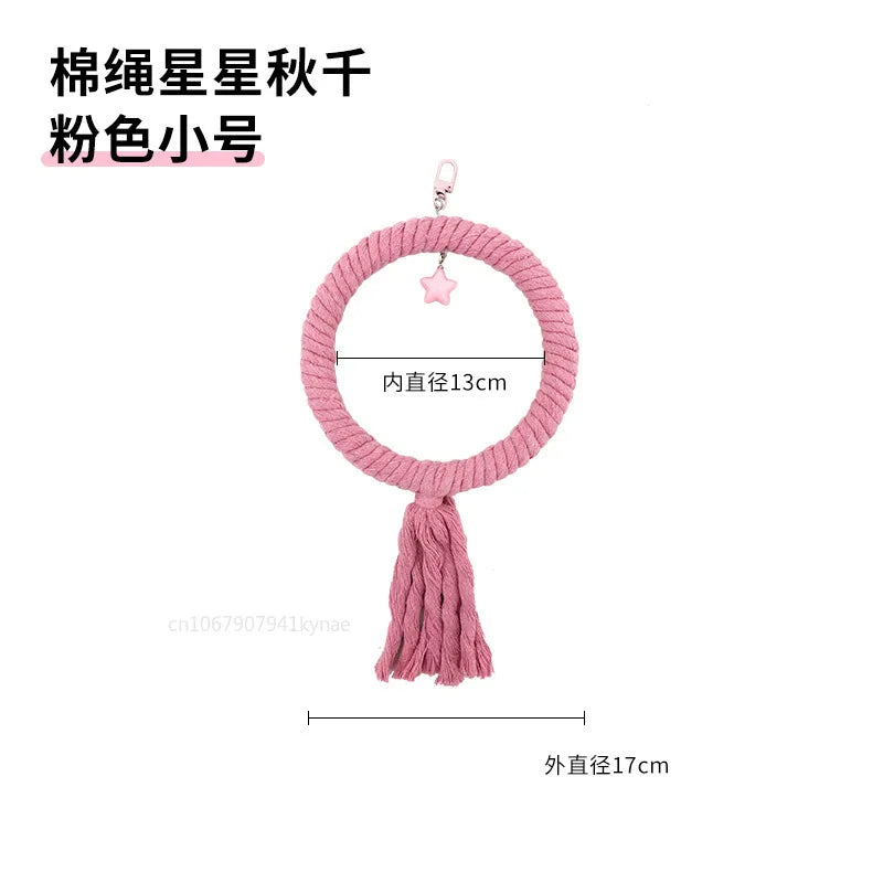 Colorful Parrot Cotton Rope Hanging Braided Budgie Bird Cage Cockatiel Toy Pet Stand Accessories Ladder Swing Supplies