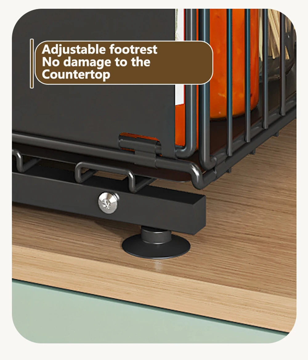 2 Tier Pull Out Cabinet Organizer Adjustable Kitchen Storage Rack