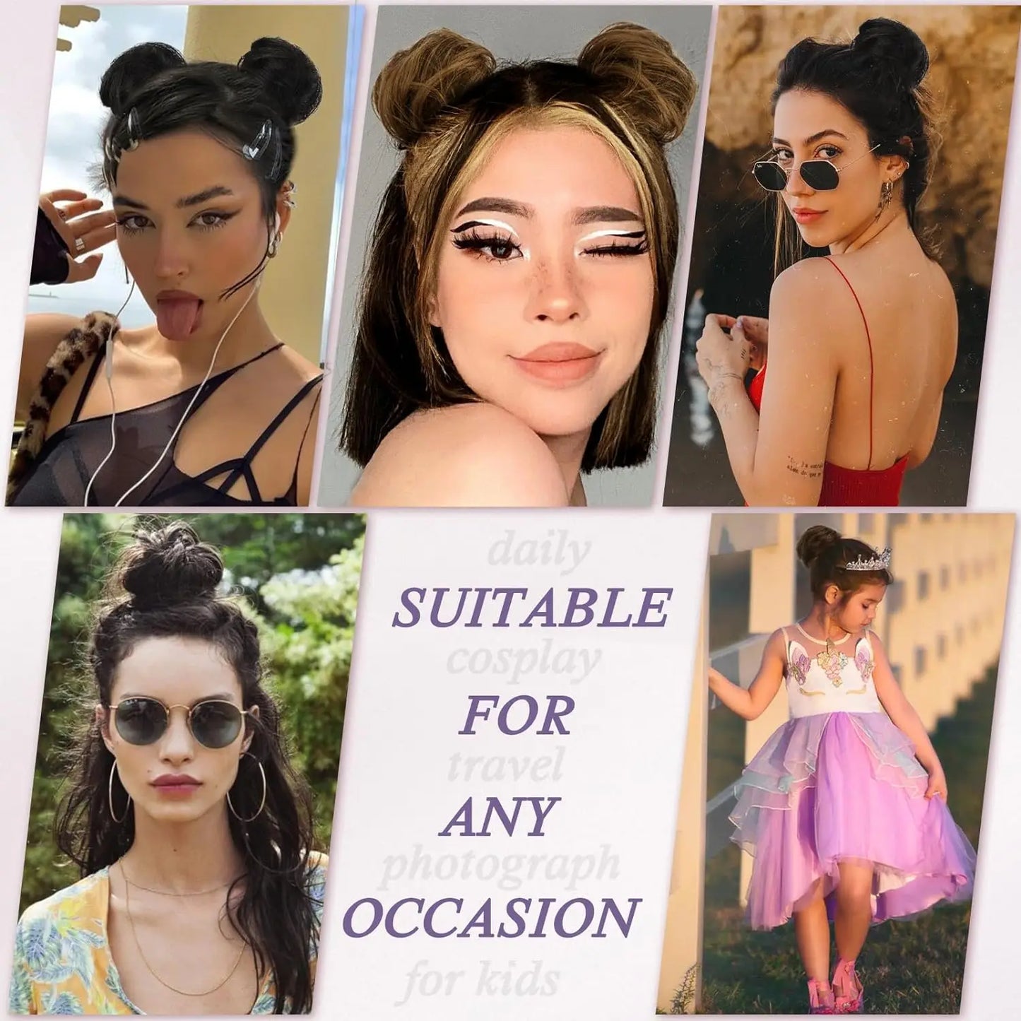 Straight Hair Bun Elegant Donut Chignon Golden Blond Hairpiece