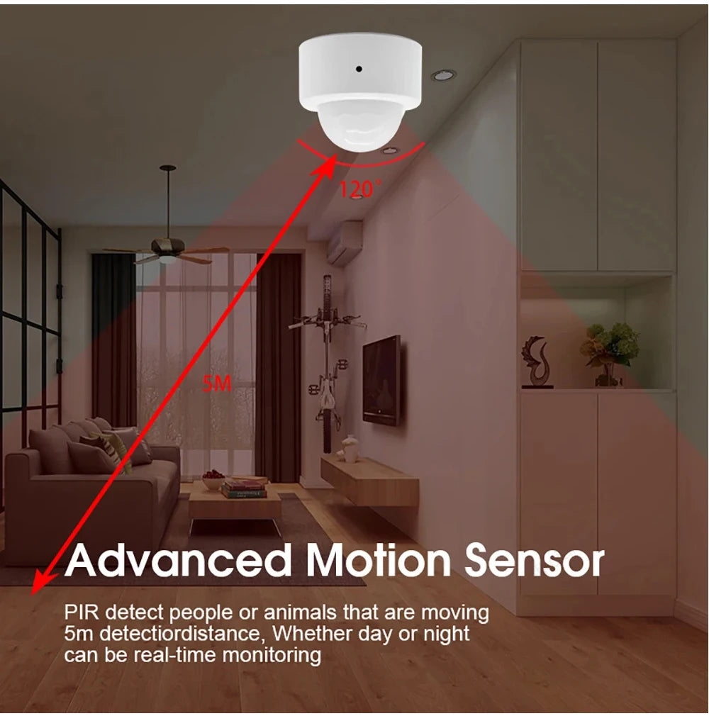 Sensor de movimiento humano Tuya Zigbee Smart Home Mini sensor de movimiento PIR Detector infrarrojo Seguridad Smart Life Funciona con Alexa Gateway