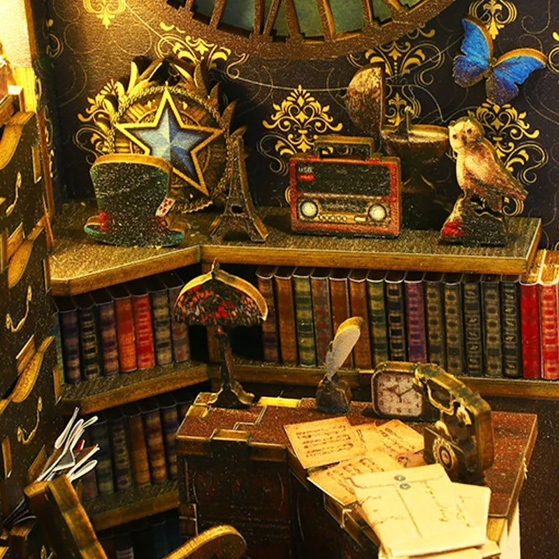 Wooden Doll House Bookcase Set DIY Toy with Furniture Gift