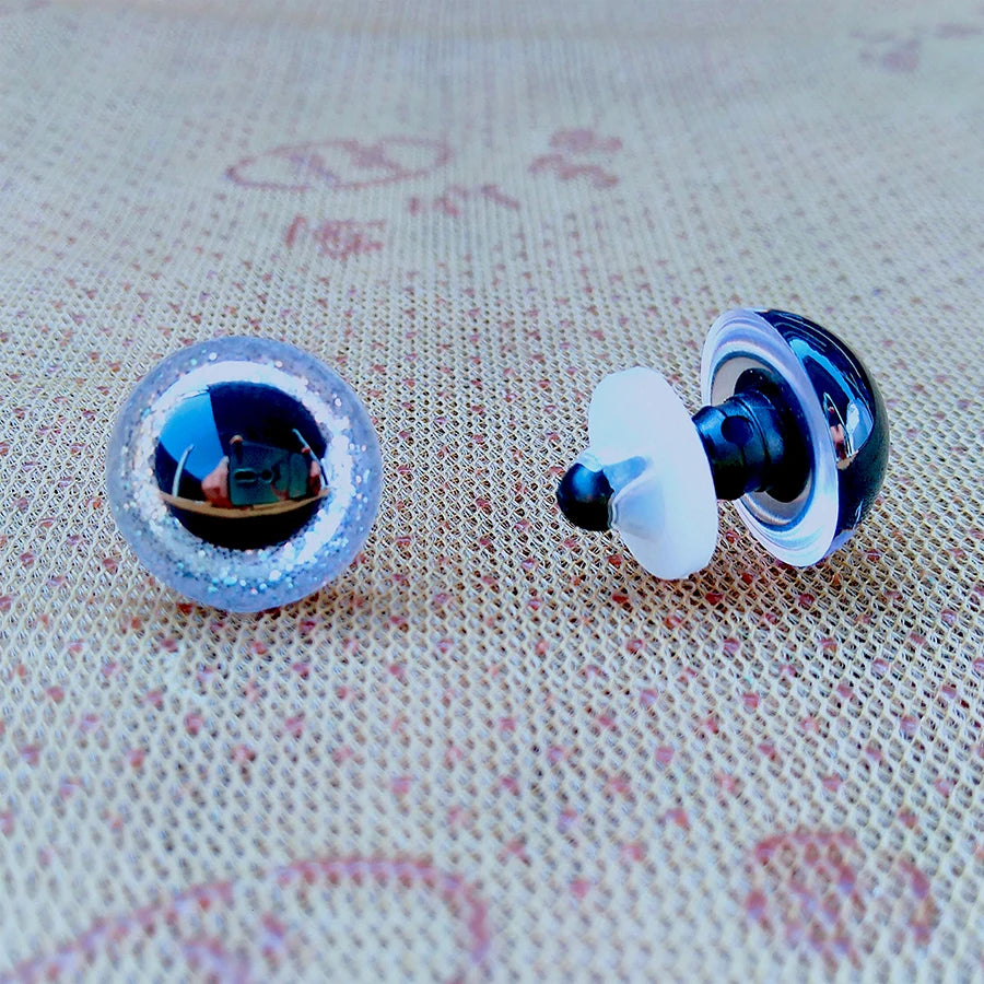 20pcs 3D Plastic Glitter Safety Eyes for Amigurumi DIY Mixed Sizes 10-22mm