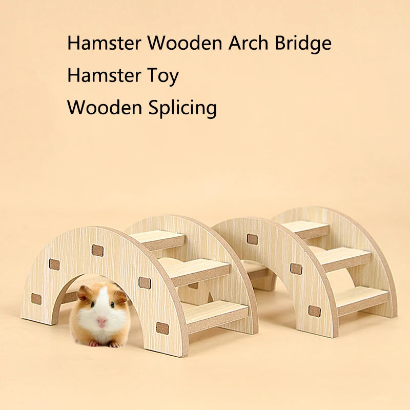 1pc Functional Wooden Hamster Arch Bridge Toys Hiding Climbing Ladder Small Pet Products Hamster Cage Golden Bear Toy Supplies