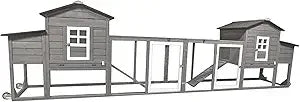 158in Chicken Coop Wooden Indoor Outdoor for 1-6 Chickens Extension Chicken Houses with Removable Tray Nesting Box and RunοΌSet o