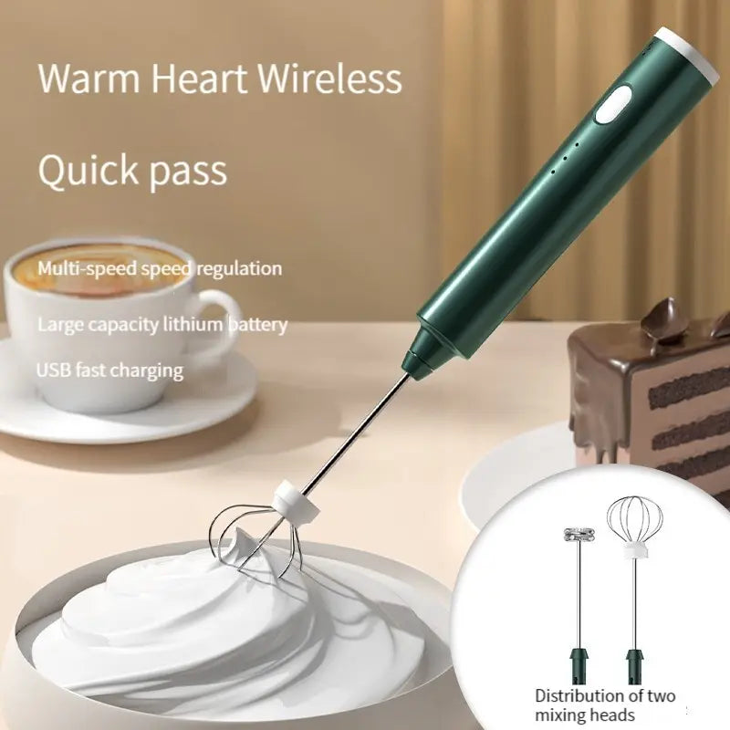 1 PCS USB Rechargeable Handheld Egg Beater 3 Speeds Milk Frother