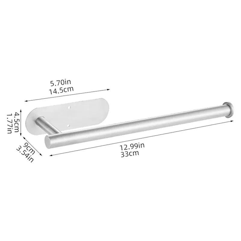 Toallero de papel higiénico de pared, autoadhesivo, gancho de almacenamiento para baño y cocina, estante de pared de acero inoxidable