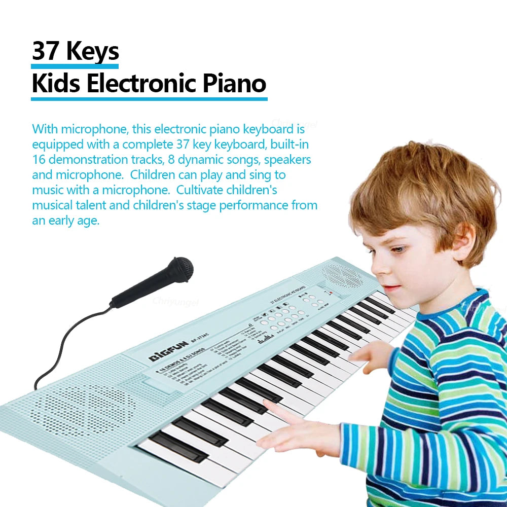37 Keys Kids Electronic Piano Keyboard with Microphone Educational Musical Instrument for Boys and Girls