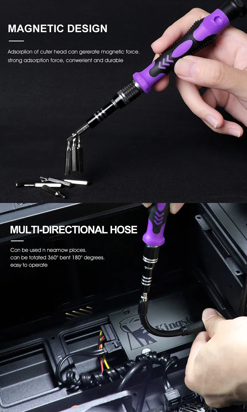 115 in 1 Magnetic Screwdriver Set with Precision Bits for Computer and Phone Repair Multi Tool Kit with Torx and Hex Drivers