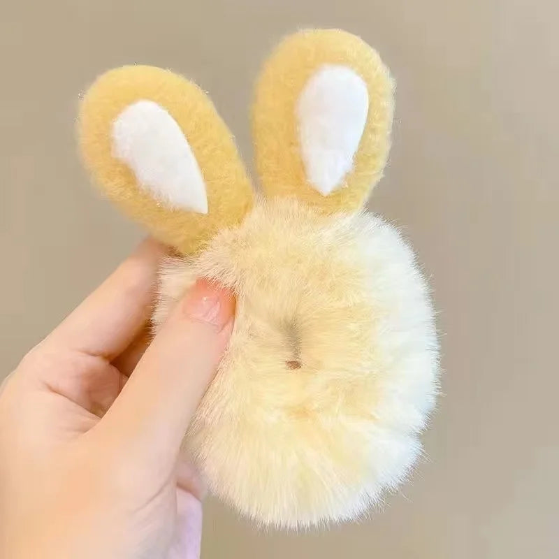 1PC Girl Hair Accessories Plush Rabbit Ears Elastic Hair Rope