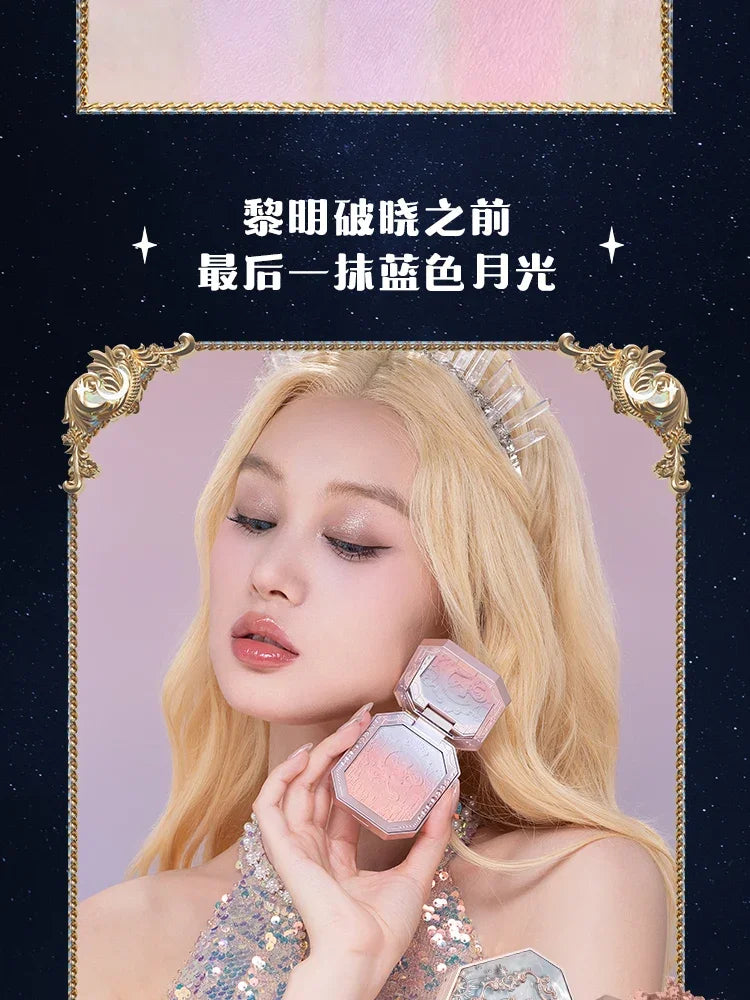 Flower Knows Tri-Color Gradient Cheek Blush Moonlight Mermaid Matte Finish Vegan Cruelty Free Makeup