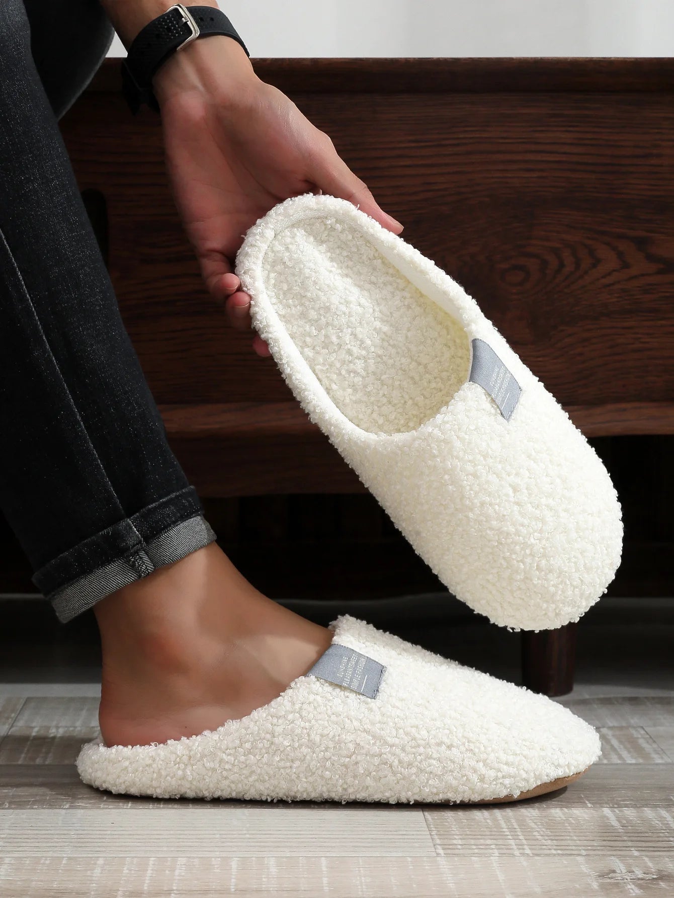 Couples Home Slippers Soft Fur Warm Indoor Flat Slides