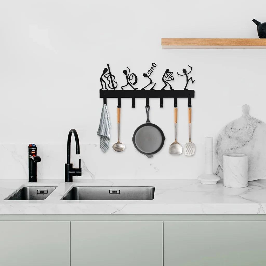 Metal Symphony Orchestra Key Holder Hooks Rack 11.81 Inches