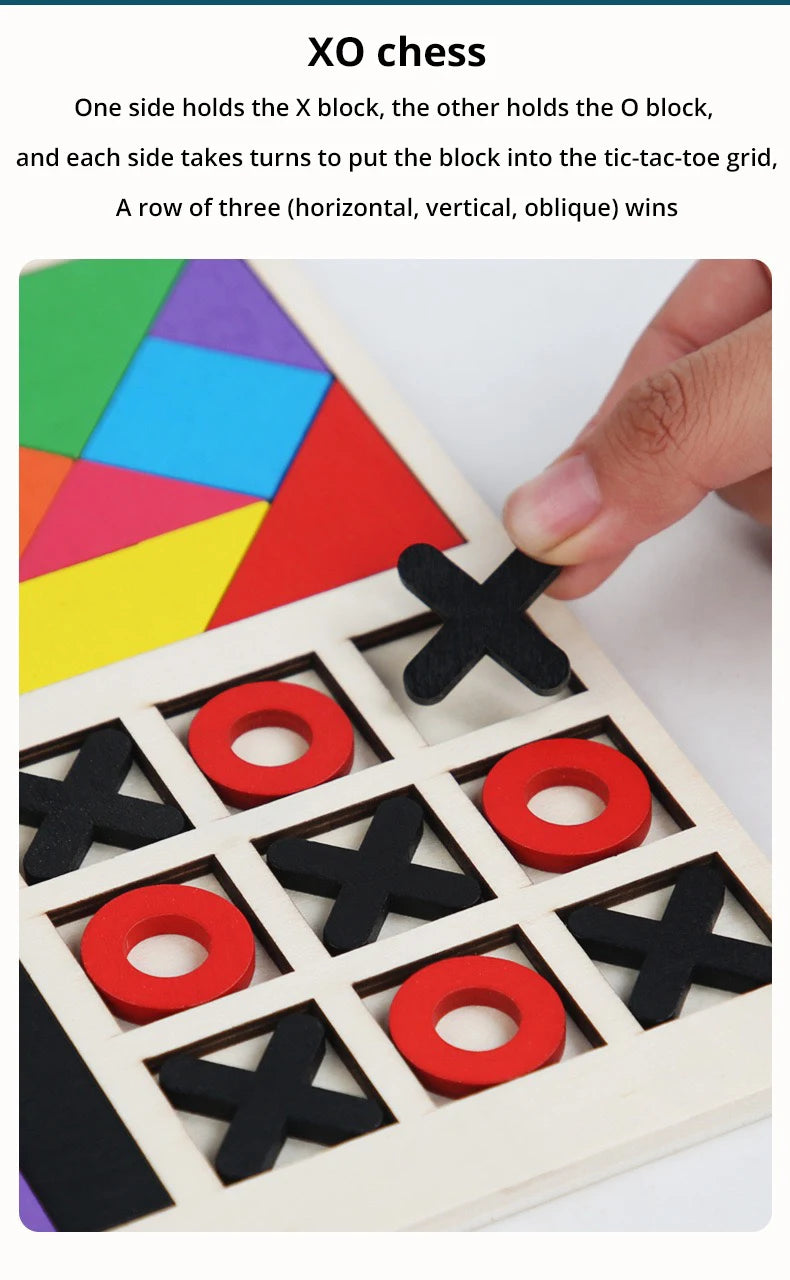 3 Styles Wooden Jigsaw Puzzle Kids XO Game Early Education