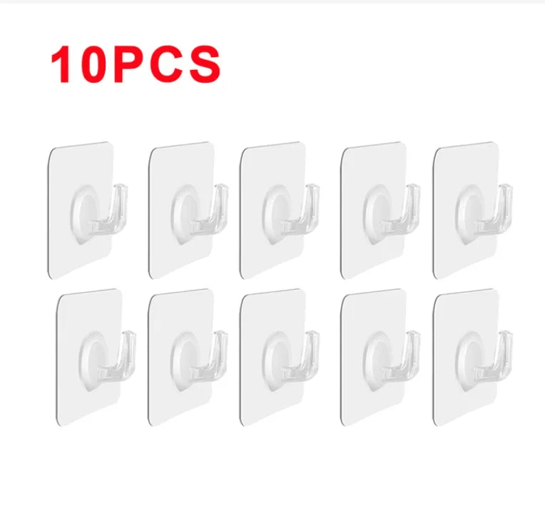 5/10/20Pcs Self-Adhesive Transparent Wall Hooks for Kitchen Bathroom Towel Key Rack