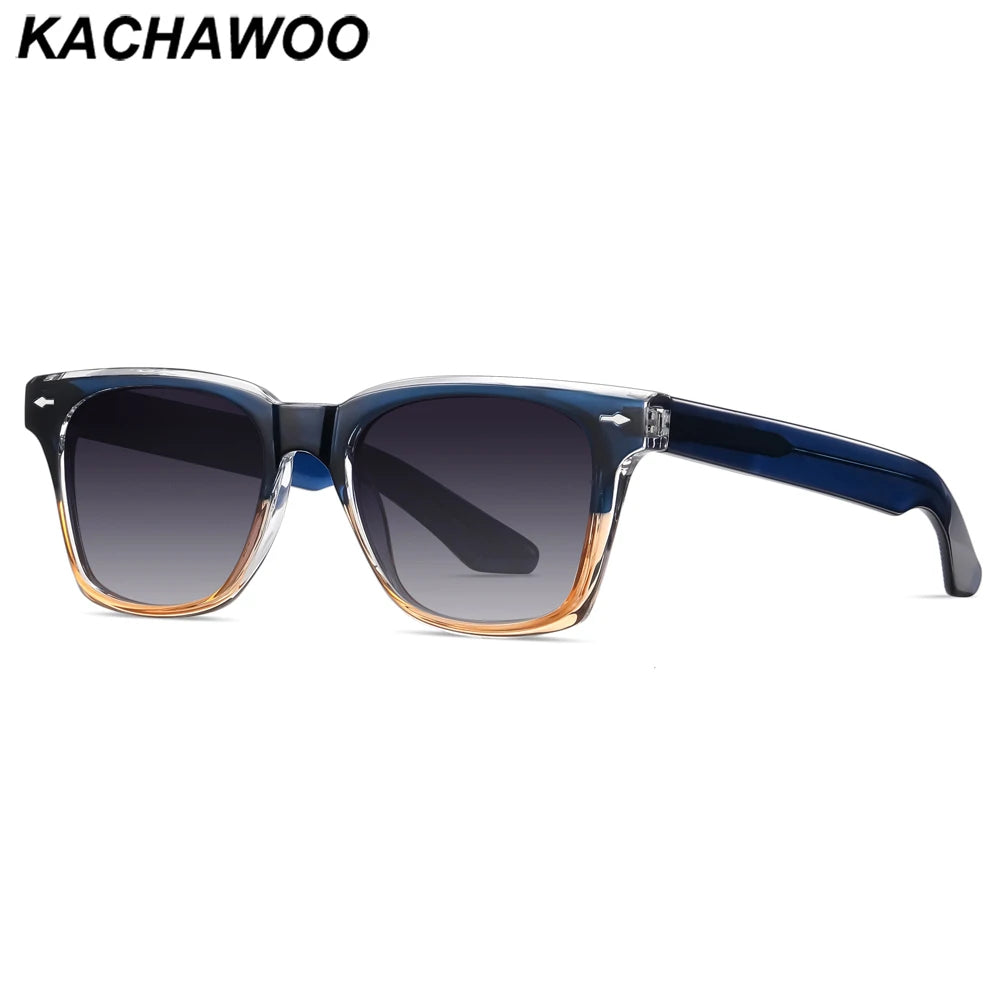 Kachawoo Polarized Sunglasses for Men and Women TR90 Frame Acetate Square Eyewear European Style Blue Orange Grey