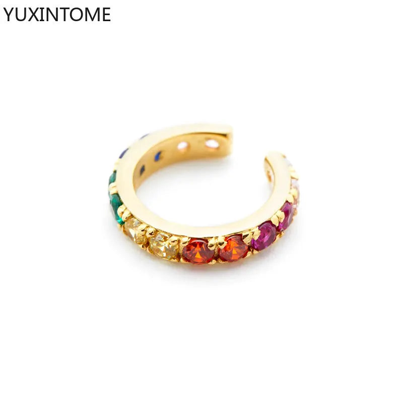 1PC Pave Color Crystal Ear Cuff Adjustable Gold Clip Jewelry