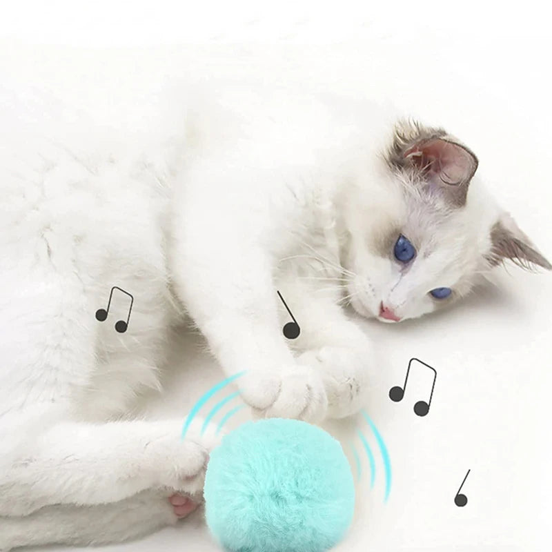 Interactive Ball Smart Cat Toys Plush Electric Catnip Squeak Toy for Kittens