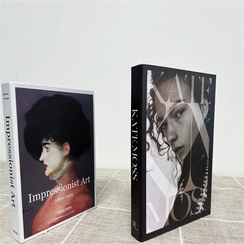 2 Piece Luxury Fake Book Decoration Set for Home and Cafe Decor Vintage Style Ornaments for Study and Club