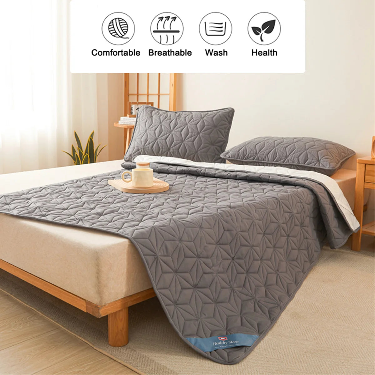 Waterproof Mattress Topper with Elastic Band Quilted Protector Pad for Single/Double Bed 140/160