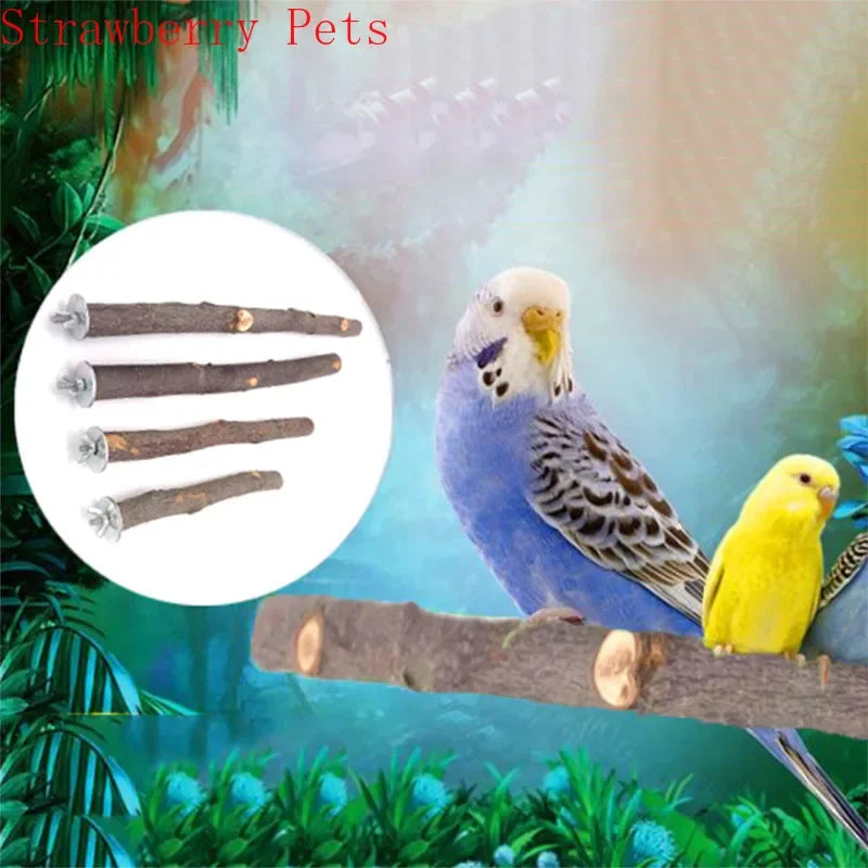 Natural Wood Pet Parrot Raw Wood Fork Tree Branch Stand Rack Squirrel Bird Hamster Branch Perches Chew Bite Toys Stick