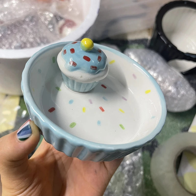 Ceramic Cake Hamster Bowl Small Pet Food Bowl for Home Use Multi-color Small Jewelry Box Rabbit Feeder Parrot Supplies