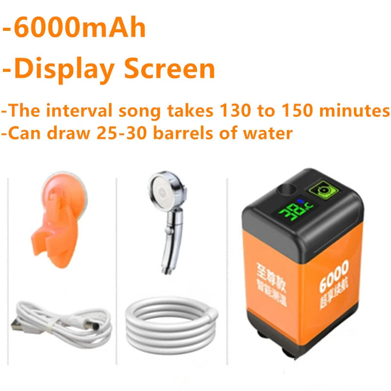 Outdoor Camping Shower Portable Electric Pump IPX7 Waterproof Digital Display