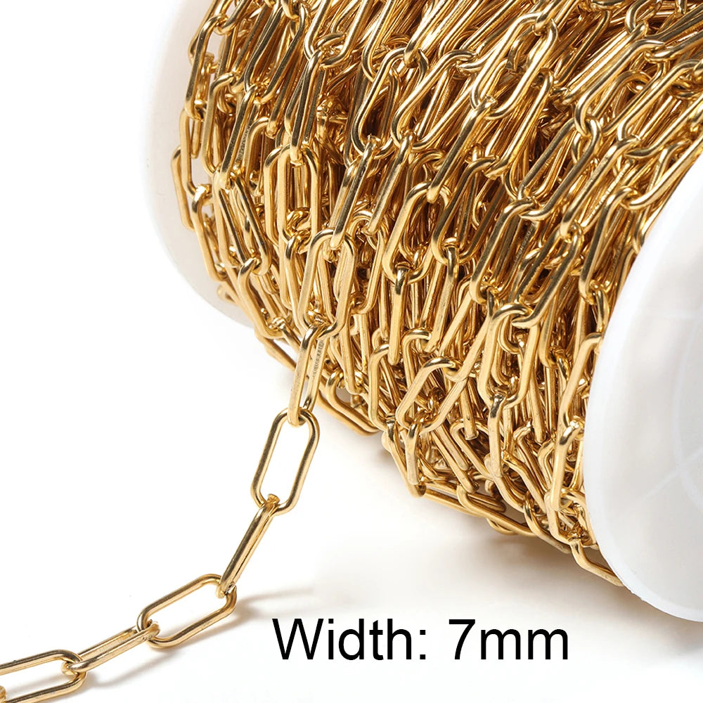 No Fade 1Meter Gold Stainless Steel 7.5mm Rolo Chain