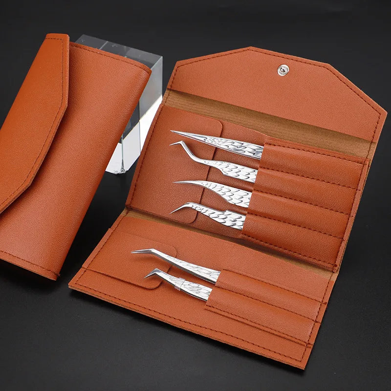 6 Piece False Eyelash Tweezers Set for Precision Lash Application Eyebrow Grooming and Nail Art Tools