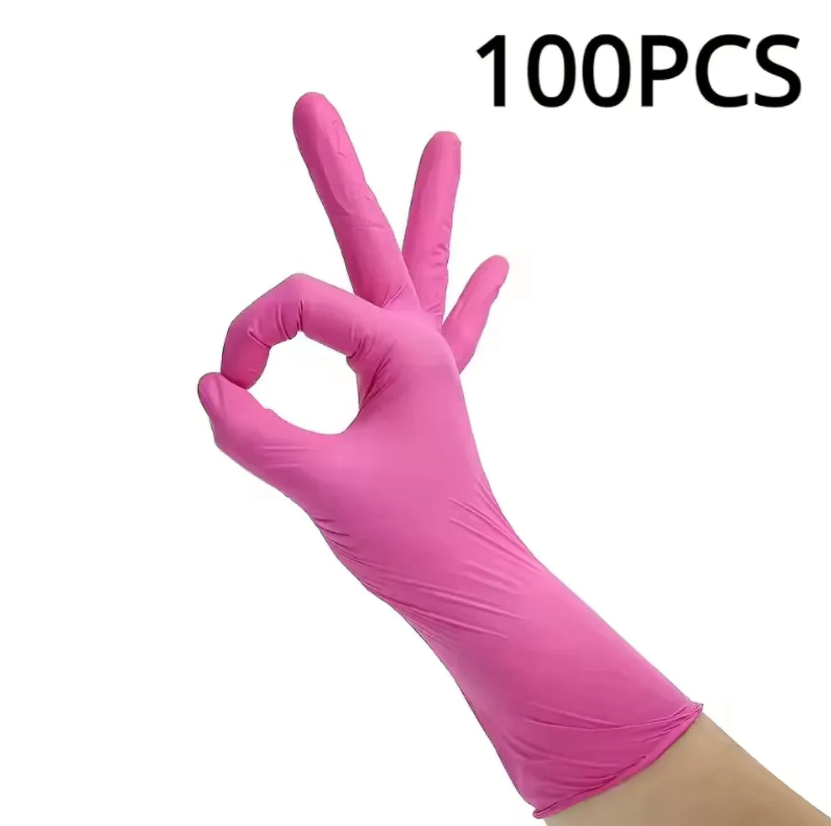 Pink Nitrile Disposable Household Gloves XS to L Elastic Latex Free Waterproof Durable Cleaning Tool