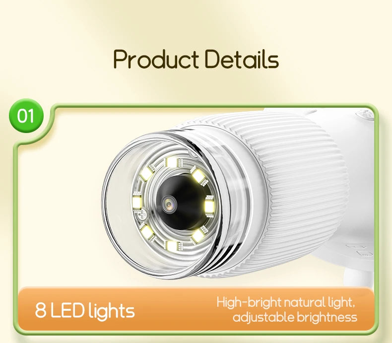 Kids Portable Digital Microscope 1000X Magnification with 2 Inch IPS Screen and 8 Adjustable LED Lights