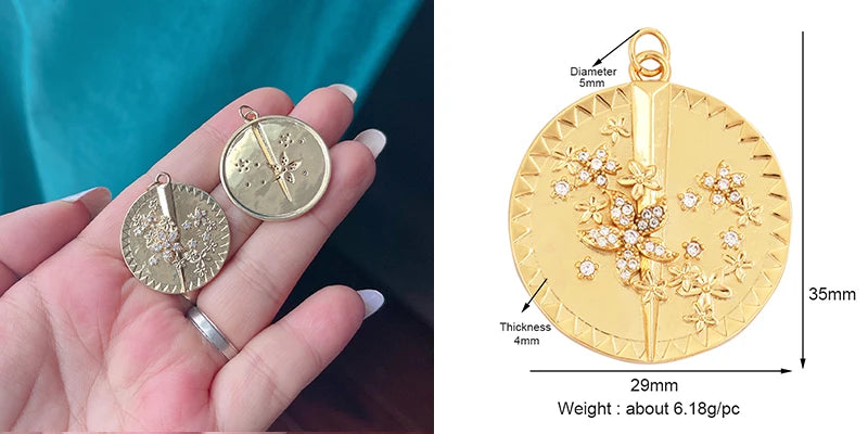 Sweet Colorful Sun Rose Flower Charm Pendant 18K Gold Necklace