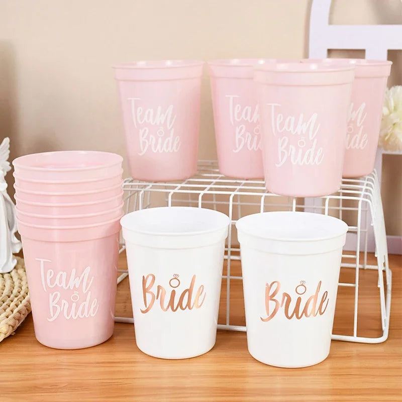 Bachelorette Party Team Bride Plastic Drinking Cups Set for Bridal Shower and Hen Party Supplies