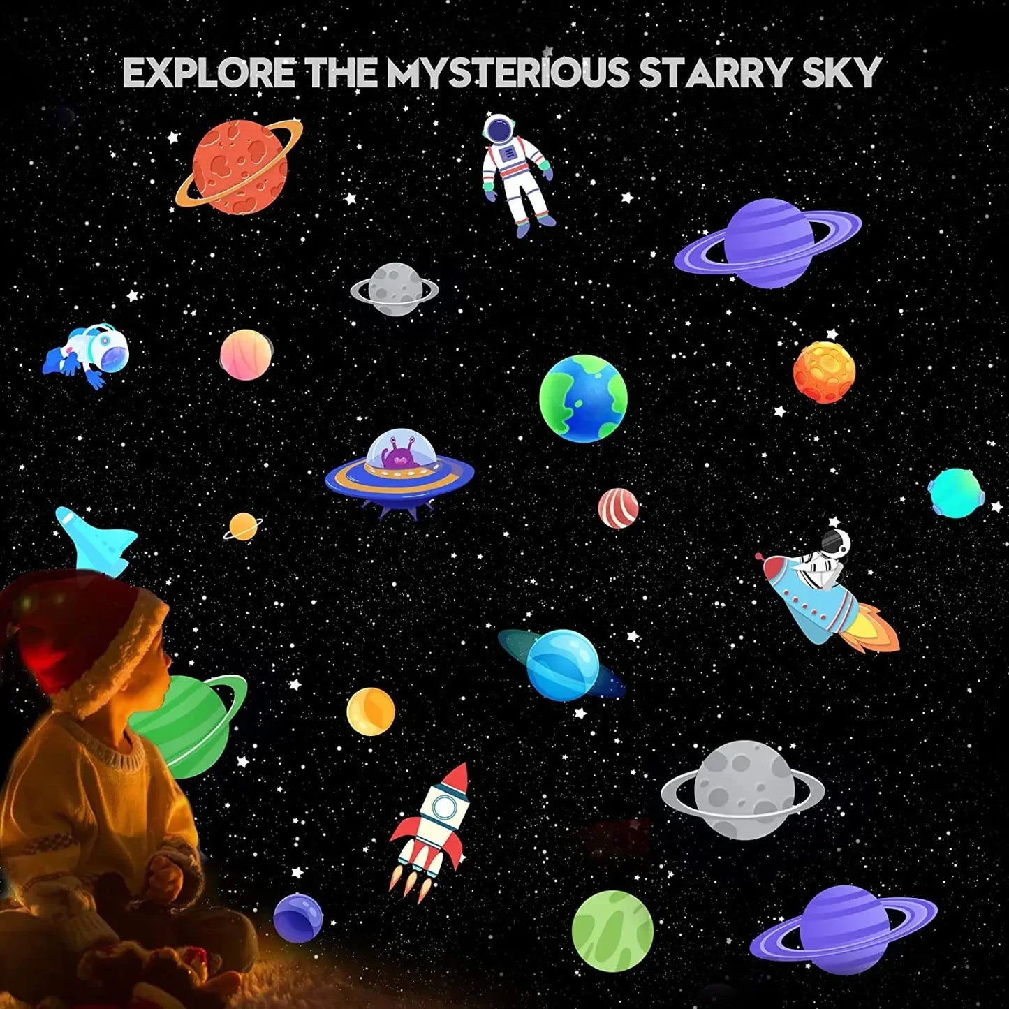 New UFO LED Star Projector Night Light 8 in 1 Planetarium Lamp for Kids Room Decor