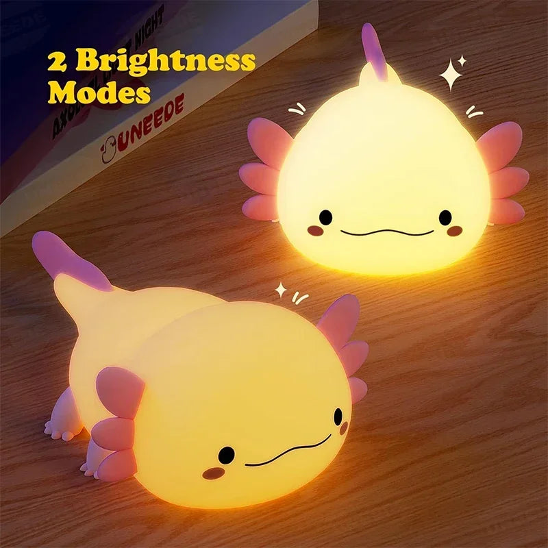 Cute Axolotl Night Light Silicone Table Lamp USB Rechargeable