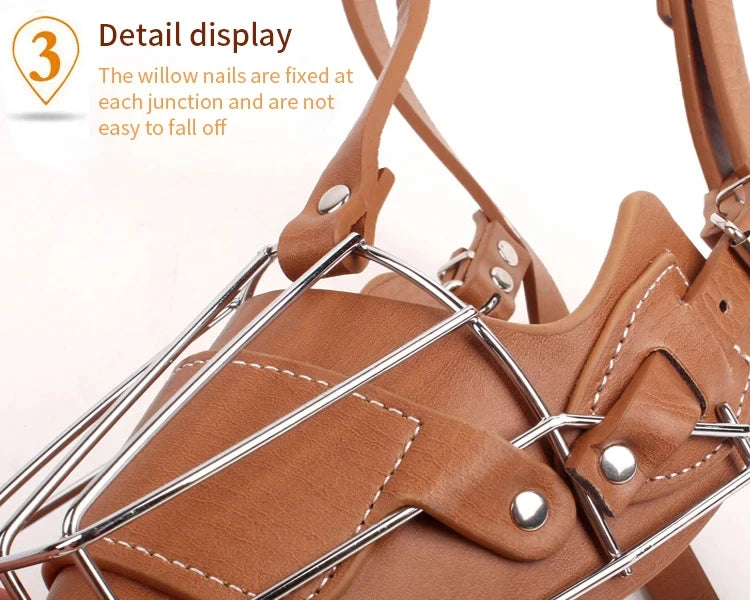 Adjustable Breathable Leather Dog Muzzle Anti Biting Protection Mask for Safe Pet Walking
