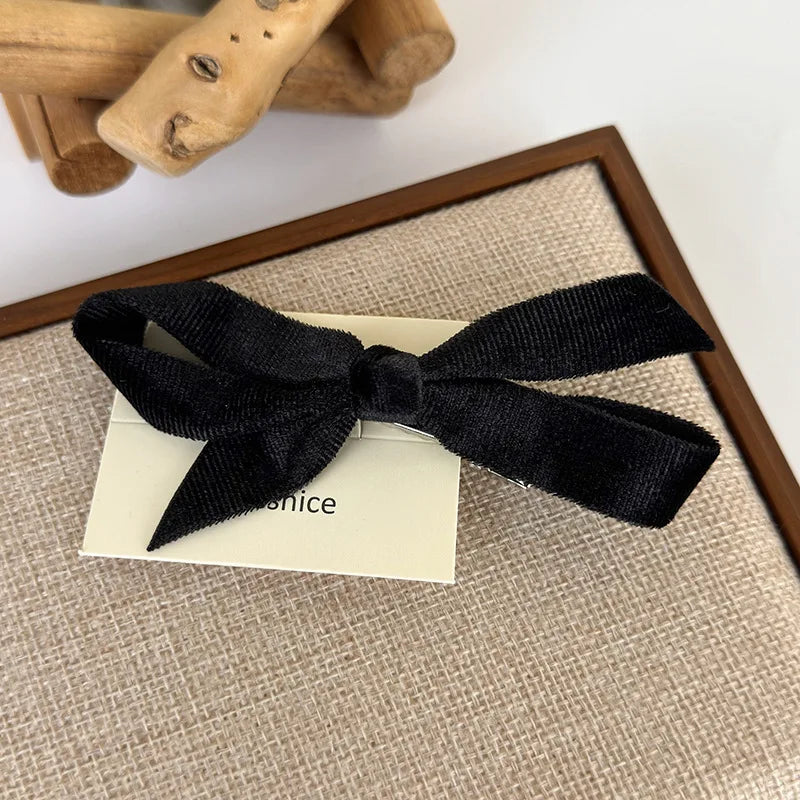 Vintage Velvet Bow Hairpin Winter Hair Clips for Women