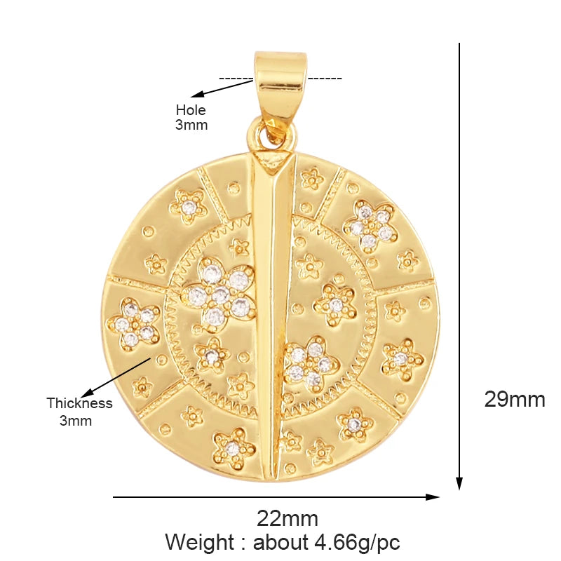 Sweet Colorful Sun Rose Flower Charm Pendant 18K Gold Necklace