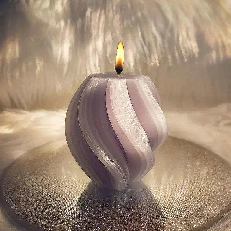 3D Rotating Pillar Candle Silicone Mold Geometric Wave Design