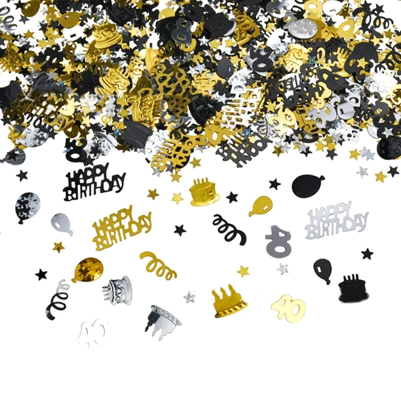 Gold Birthday Party Confetti Table Decorations for Milestone Celebrations Ages 18 to 70