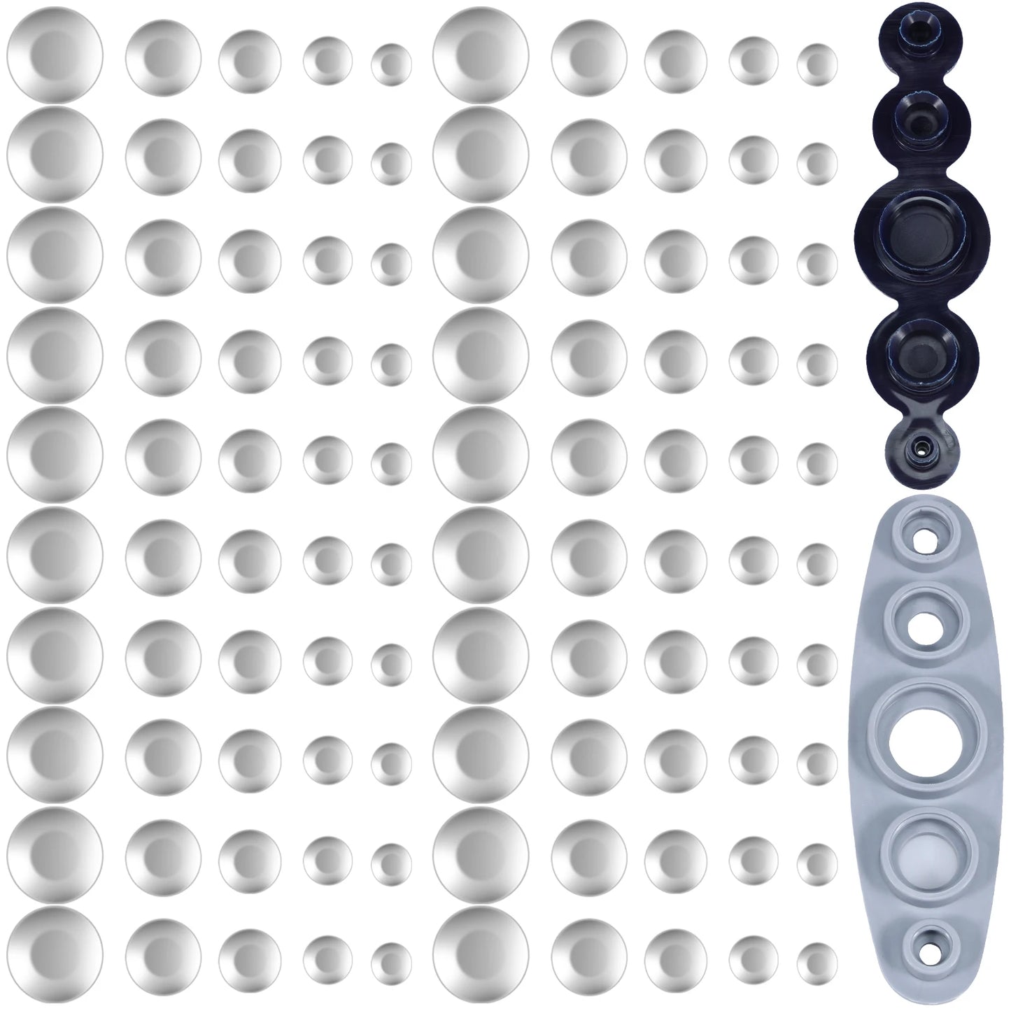100 Piece Cover Button Kit with 5 Sizes and 5 in 1 Tool High Quality Aluminum Alloy for DIY Crafts and Custom Accessories
