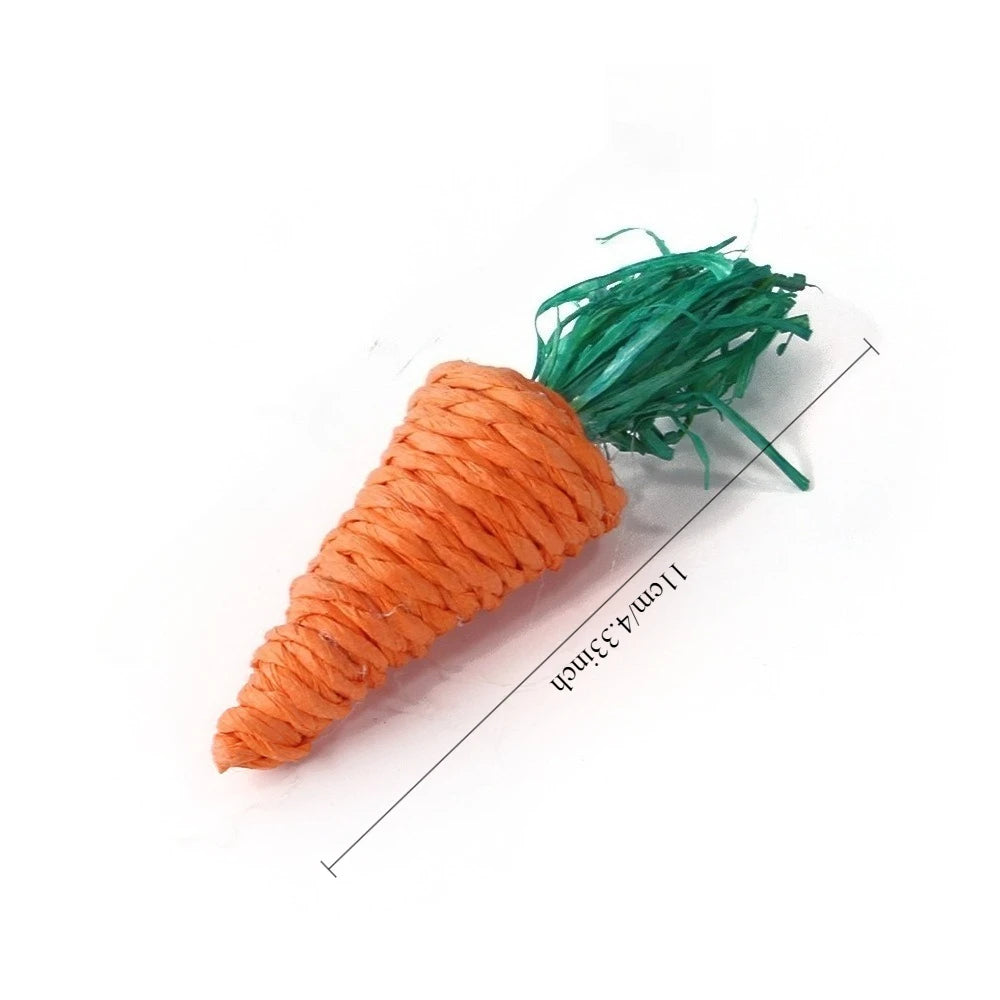 Natural Small Pet Chew Toys for Rabbit, Guinea Pig, Hamster Grass Balls Wood Hanging Toys, Teeth Grinding & Boredom Relief