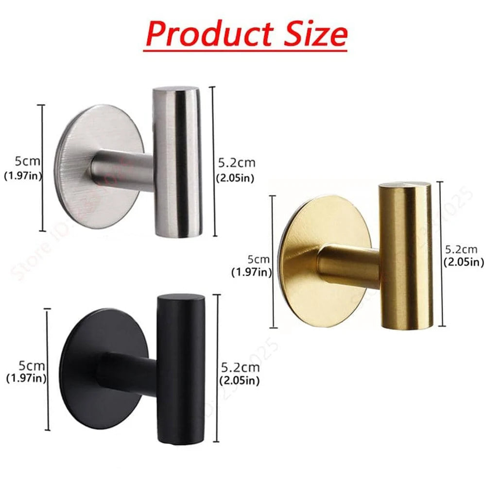 1/2PCS Adhesive Wall Hook Stainless Steel Robe Sticker Hooks