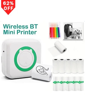 Portable Mini Thermal Printer Wireless BT 203dpi Label Memo Printing