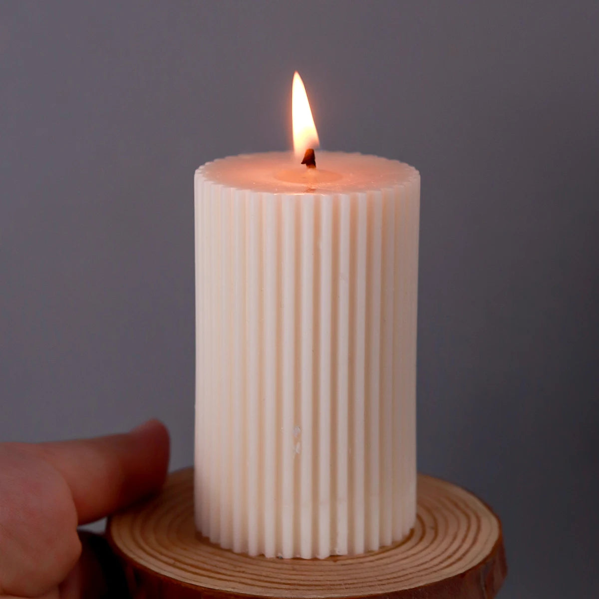 Striped Cylindrical Candle Silicone Mold for DIY Home Decor