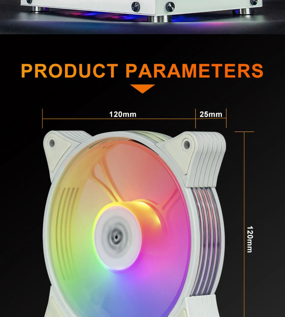 Aigo AR12 White 120mm RGB Fan Cooling Kit for PC Gamer