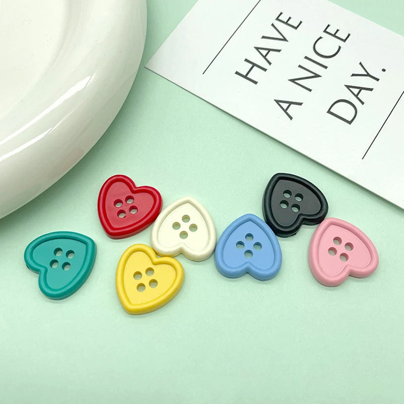 20 Piece Set of 18mm Colorful Heart Shaped Plastic Buttons for Children's Clothing and Sweaters Cute DIY Sewing Accessories