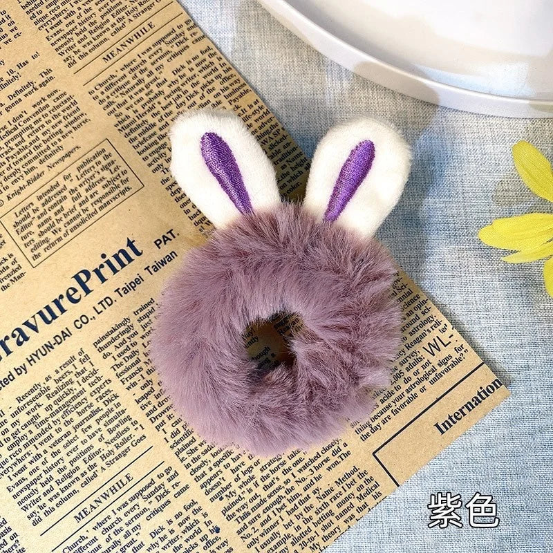 1PC Girl Hair Accessories Plush Rabbit Ears Elastic Hair Rope