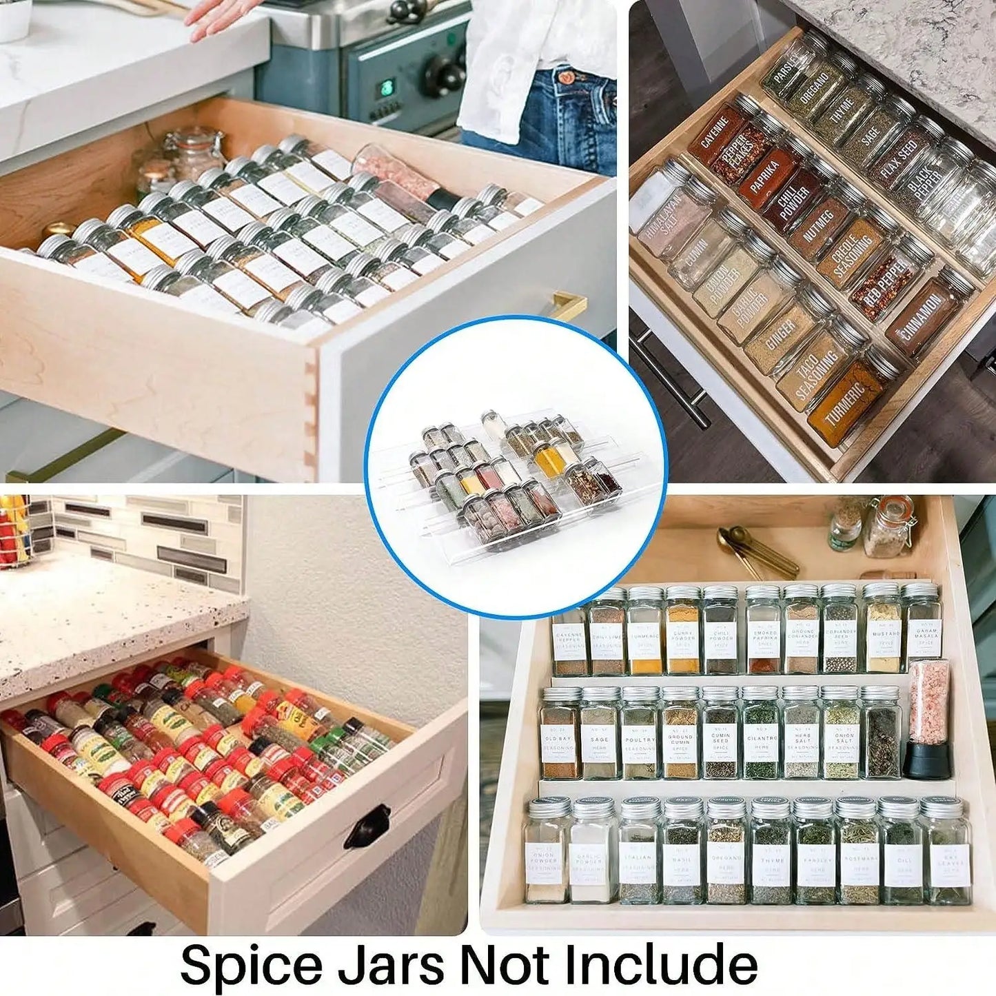 4/2 Layer Spice Drawer Organizer Adjustable Acrylic Rack Tray