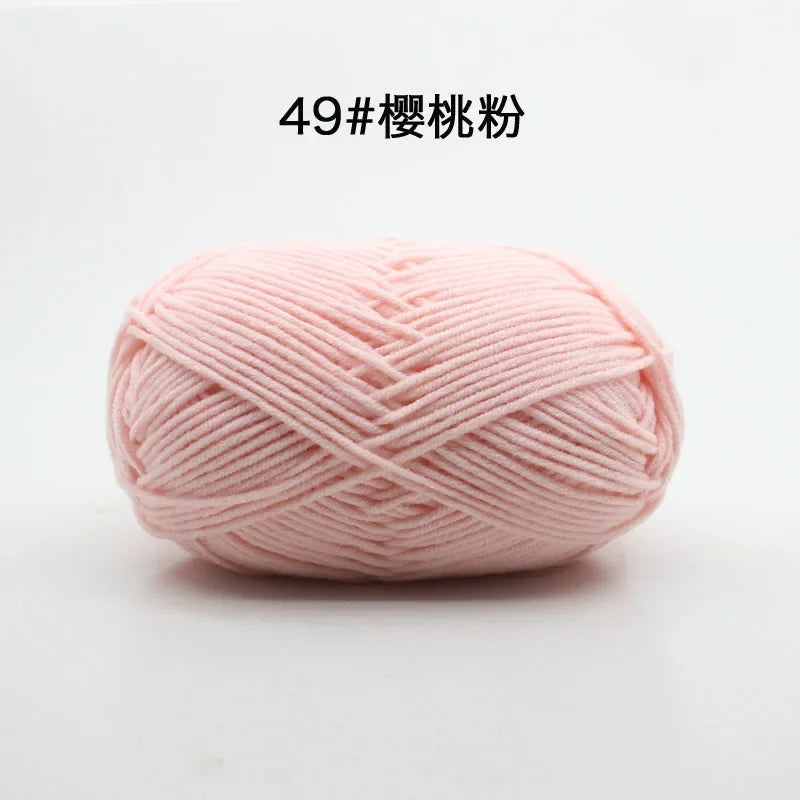 Likeecords 4-Strand Milk Cotton Yarn 60g Soft Baby Yarn for Knitting and Crochet