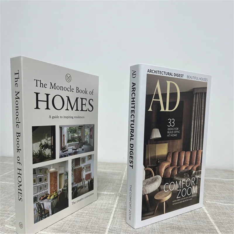 2 Piece Luxury Fake Book Decoration Set for Home and Cafe Decor Vintage Style Ornaments for Study and Club